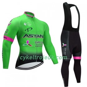 Cykeltøj Langærmet + Bib Cykelbukser 2017 Astana Pro Team N002